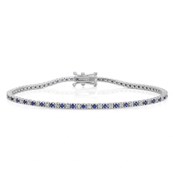 Sapphire and Diamond Tennis Bracelet - Picture 2 of 4